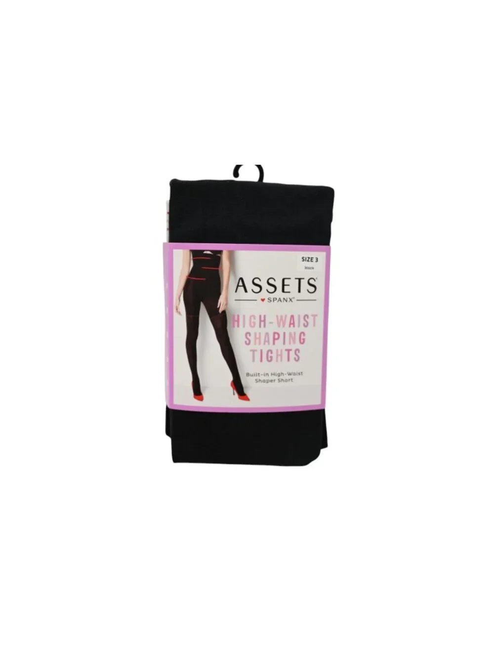 NIP Assets by Spanx High Waist Shaping Tights Sz 3 Black Opaque Tummy Control